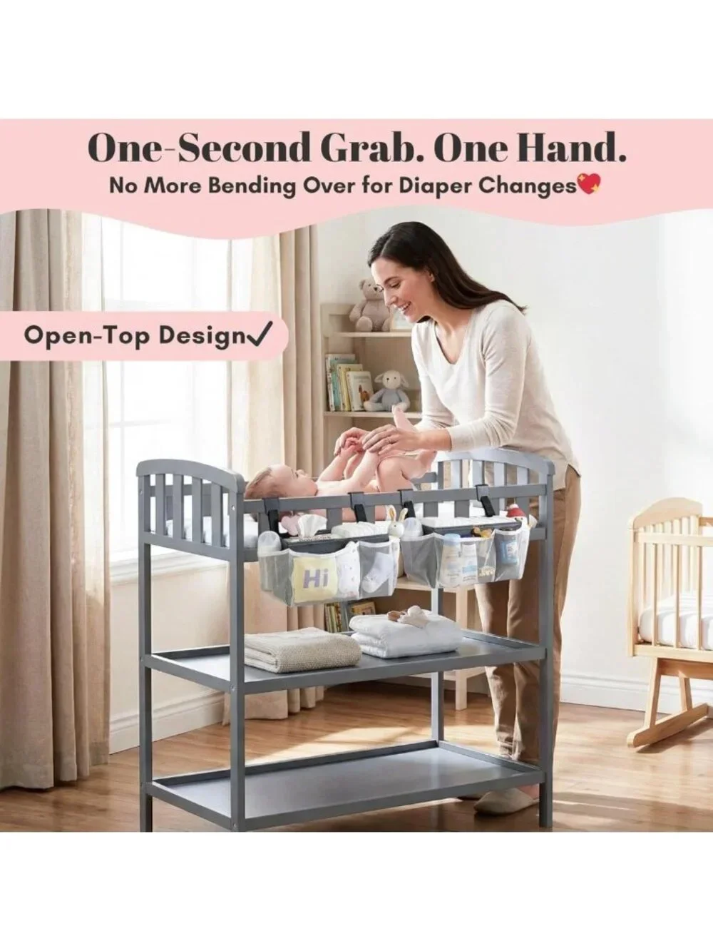 2-Pack Crib & Changing Table Diaper Organizer | Large Capacity Baby Caddy